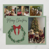 Merry Christmas Wreath Photo Card Feestdagenkaart (Voorkant / Achterkant)