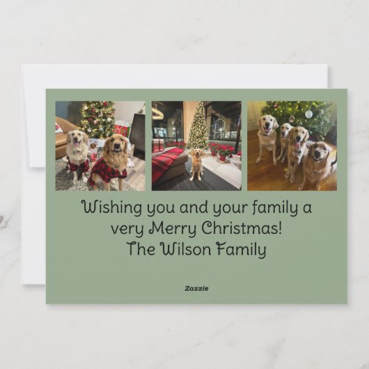 Merry Christmas Wreath Photo Card Feestdagenkaart (Achterkant)