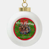 Merry Christmas Wreath Photo Personalized Family N Keramische Bal Ornament (Voorkant)