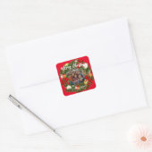 Merry Christmas Wreath Photo Personalized Family N Vierkante Sticker (Envelop)