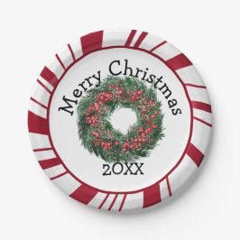 Merry Christmas Wreath Plates Papieren Bordje