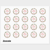 Merry Christmas Wreath Red Script | Krans Ronde Sticker (Vel)