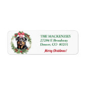 Merry Christmas Wreath Rottweiler Retouradres Etiket (Voorkant)