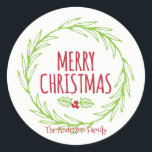 Merry Christmas Wreath Sticker Gift Label<br><div class="desc">Schattige en stijlvol Merry Christmas Wreath Sticker Gift Label is ideaal voor uw vakantie cadeau geven behoeften. Er zijn andere producten die overeenkomen met dit ontwerp.</div>