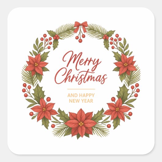 Merry Christmas Wreath Sticker – Holiday  (Voorkant)
