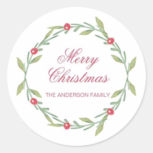 Merry Christmas Wreath Sticker ontwerp (Voorkant)