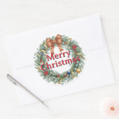 Merry Christmas wreath stickers and sealers (Envelop)