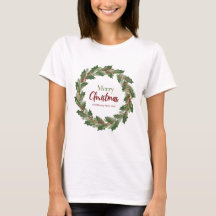 Merry Christmas Wreath T-Shirt voor Dames