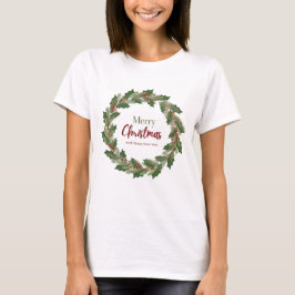 Merry Christmas Wreath T-Shirt voor Dames