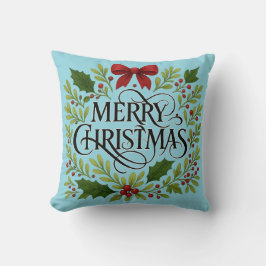 Merry Christmas Wreath Throw Pillow Kussen