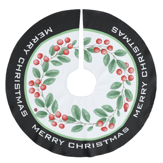 MERRY CHRISTMAS Wreats met Red Berries Kerstboom Rok (Voorkant)