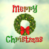 MERRY CHRISTMAS WreatWindow Cling Raamsticker (Vel 3)