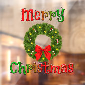 MERRY CHRISTMAS WreatWindow Cling Raamsticker (Vel 2)