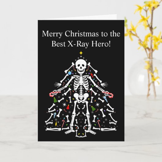 Merry Christmas X-ray Tech Christmas Tree Skeleton Kaart (Gele Bloem)