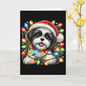 Merry Christmas Xmas Shih Tzu Santa Dog Men Women Kaart (Gele Bloem)