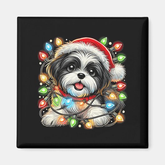 Merry Christmas Xmas Shih Tzu Santa Dog Men Women  Magneet (Voorkant)