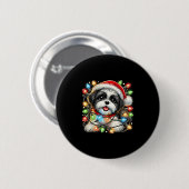 Merry Christmas Xmas Shih Tzu Santa Dog Men Women  Ronde Button 5,7 Cm (Voorkant /achterkant)