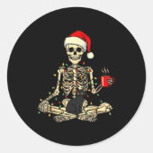 Merry Christmas Xmas Skull Skeleton Funny Matching Ronde Sticker (Voorkant)