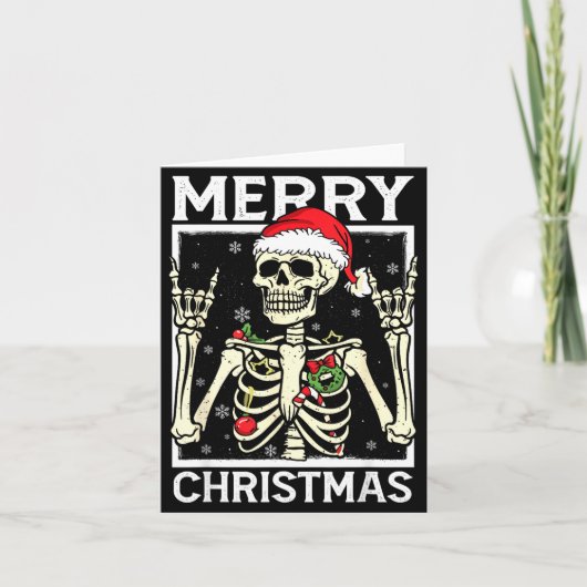 Merry Christmas Xmas Skull Skeleton Funny Men Wome Kaart (Voorkant)