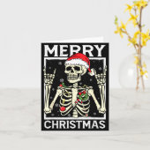 Merry Christmas Xmas Skull Skeleton Funny Men Wome Kaart (Gele Bloem)