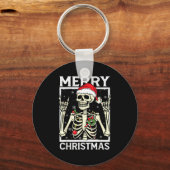 Merry Christmas Xmas Skull Skeleton Funny Men Wome Sleutelhanger (Voorkant)