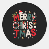 Merry Christmas Xmas Yarn Crochet Knitting Quilter Ronde Sticker (Voorkant)