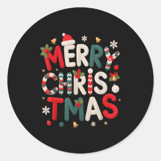 Merry Christmas Xmas Yarn Crochet Knitting Quilter Ronde Sticker