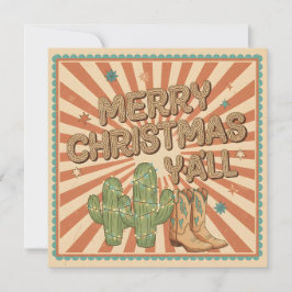 Merry Christmas Y’all Boho Western Card Feestdagenkaart