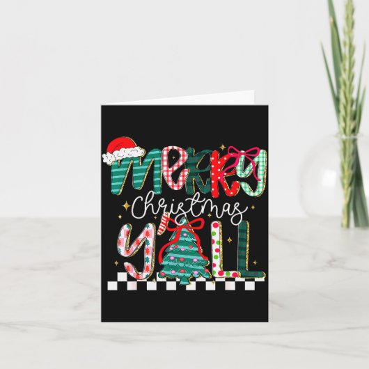 Merry Christmas Y’all Southern Christmas Tree Girl Kaart (Voorkant)