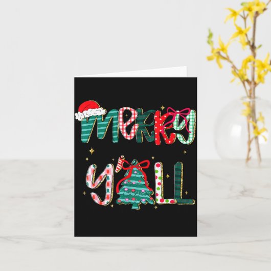 Merry Christmas Y’all Southern Christmas Tree Girl Kaart (Gele Bloem)