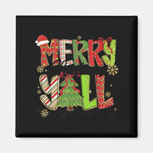 Merry Christmas Y’all Southern Christmas Tree Girl Magneet (Voorkant)