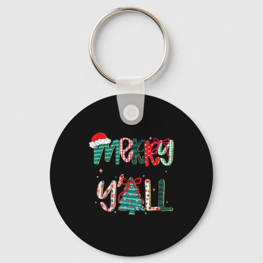 Merry Christmas Y’all Southern Christmas Tree Girl Sleutelhanger (Voorkant)