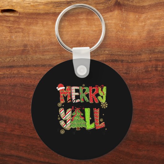 Merry Christmas Y’all Southern Christmas Tree Girl Sleutelhanger (Voorkant)