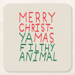 Merry Christmas ya filthy animal typography Kartonnen Onderzetters