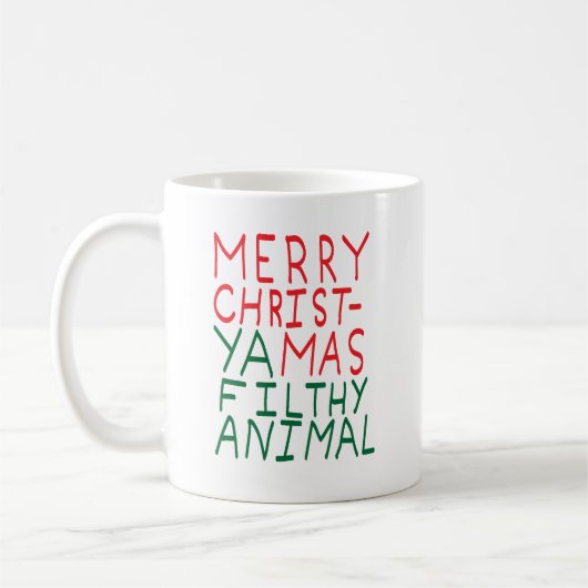 Merry Christmas ya filthy animal typography Koffiemok (Links)