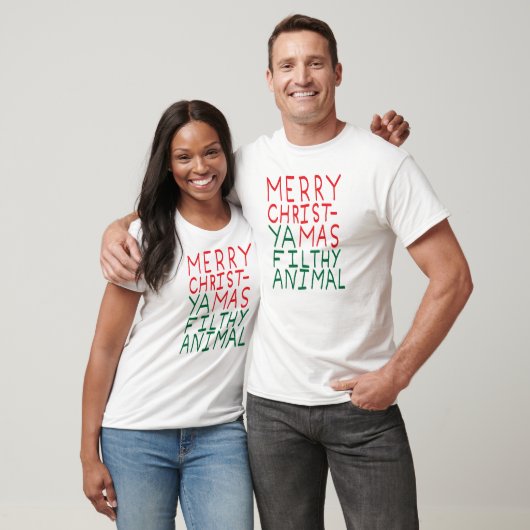 Merry Christmas ya filthy animal typography T-shirt (Unisex)