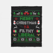 Merry Christmas Ya Filthy Liberal Ugly Knit Fleece Deken (Voorkant)
