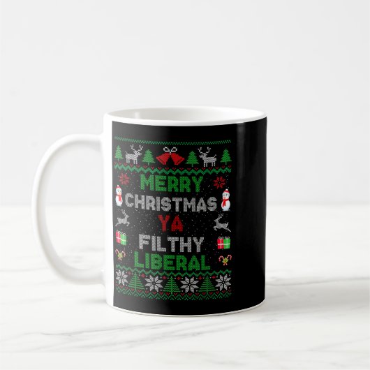 Merry Christmas Ya Filthy Liberal Ugly Knit  Koffiemok (Links)