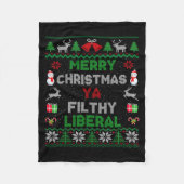 Merry Christmas Ya Filthy Liberal Ugly Knit Long S Fleece Deken (Voorkant)