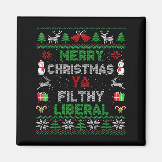 Merry Christmas Ya Filthy Liberal Ugly Knit  Magneet (Voorkant)