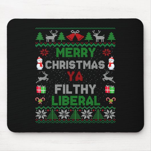 Merry Christmas Ya Filthy Liberal Ugly Knit  Muismat (Voorkant)