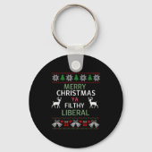 Merry Christmas Ya Filthy Liberals Ugly Christmas  Sleutelhanger (Voorkant)