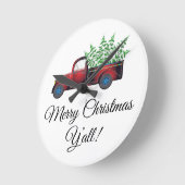 Merry Christmas Y'all Acrylic Wall Clock Ronde Klok (Hoek)