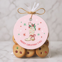 Merry Christmas Y'all Country Cowboy Boot Gift Bedankjes Labels