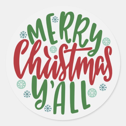 Merry Christmas Y'all Envelope Seal Sticker (Voorkant)
