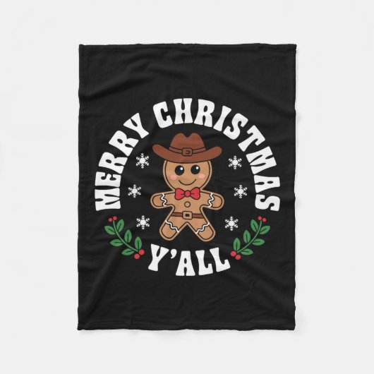 Merry Christmas Yall Gingerbread Cowboy Howdy West Fleece Deken (Voorkant)