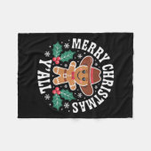 Merry Christmas Yall Gingerbread Cowboy Howdy West Fleece Deken (Voorkant (Horizontaal))