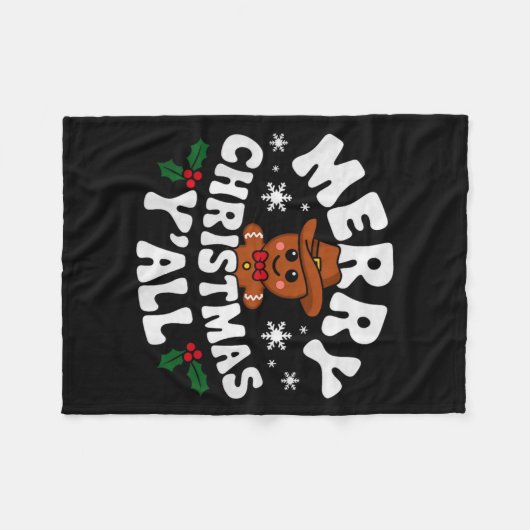 Merry Christmas Yall Gingerbread Cowboy Howdy West Fleece Deken (Voorkant (Horizontaal))