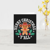 Merry Christmas Yall Gingerbread Cowboy Howdy West Kaart (Gele Bloem)