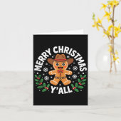 Merry Christmas Yall Gingerbread Cowboy Howdy West Kaart (Gele Bloem)